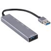 USB 3.0 Aluminum Alloy HUB Adapter with LED Indicator - Silver Grey - 3