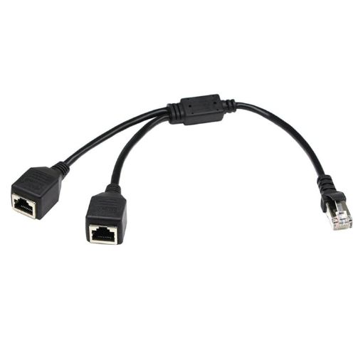 Ethernet Network CAT5 RJ45 Splitter Adapter, 1 to 2 Socket, 25cm Cable - 1