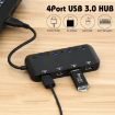 High Speed USB 3.0 to USB-C HUB with Switch - 4 Ports, Black - 3