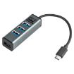USB-C to 4 USB 3.0 Ports Aluminum Alloy HUB with Switch - Grey - 1