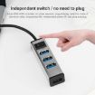 USB-C to 4 USB 3.0 Ports Aluminum Alloy HUB with Switch - Grey - 3