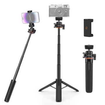 PULUZ Mini Phone Camera Tripod Stand 360 Ball Head Selfie Stick Black - 1