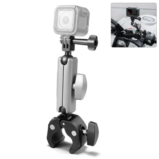 PULUZ Motorcycle Crab Pliers Clip Arm Mount with Adapter & Screw Black - 1