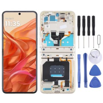 Motorola Razr 50 LCD Screen Digitizer Assembly with Frame Orange - 1