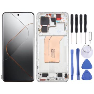 Xiaomi 14 Pro Silver AMOLED LCD Screen Digitizer Assembly with Frame - 1