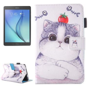 Galaxy Tab A 7.0 (2016) Cartoon Cat Flip Leather Case with Card & Pen Slots - 1