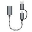 USB 3.0 Female to Micro USB & USB-C Male OTG Adapter Cable 17cm Grey - 2