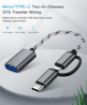 USB 3.0 Female to Micro USB & USB-C OTG Adapter Cable, 17cm Gold - 8
