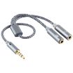 HY191 2 in 1 3.5mm Male to Mic + Audio Female Cable, 26cm Braided - 2