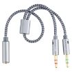 YH192 2 in 1 3.5mm Female to Mic + Audio Male Cable, 22cm, Grey - 3