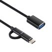 USB 3.0 Female to Micro USB & USB-C Male OTG Adapter Cable 11cm Black - 4