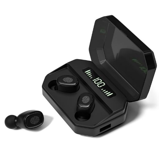 M8 Bluetooth 5.0 TWS Earphones with Touch Display & Charging Box (Black) - 1