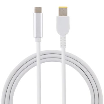 USB-C to Big Square Male Laptop Charging Cable for Lenovo, 1.5m, White - 1
