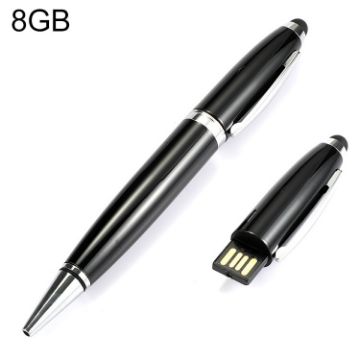 2 in 1 Pen Style USB Flash Drive, Black, 8GB Storage - 1