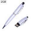 2 in 1 Pen Style USB Flash Drive, Silver, 2GB Storage - 1