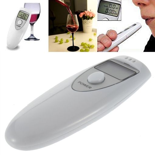 LCD Display Breath Alcohol Tester with Audible Alert - White - 1