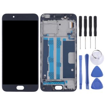 OPPO R9s Black LCD Screen + Touch Panel with Frame (TFT) Replacement - 1