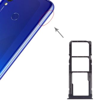 Xiaomi Redmi 7 Black SIM Card Tray & Micro SD Card Holder Replacement - 1