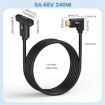 240W Type-C Male Elbow to Female Panel Extension Cable 0.6m with Ear - 2