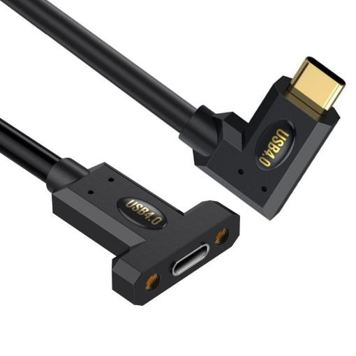 240W Type-C Male Elbow to Female Panel Extension Cable 1.8m with Ear - 1