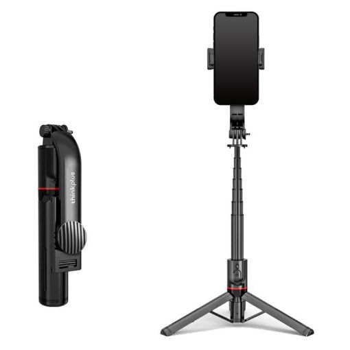 Lenovo Thinkplus Aluminum Bluetooth Selfie Stick, 1.1m - Black - 1