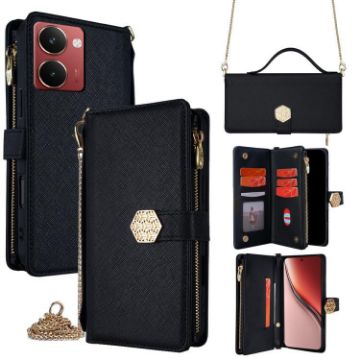 Realme P3 Ultra 5G Black Crossbody Leather Phone Case - 1