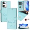 OPPO A5x 5G/4G Global Smile Embossing RFID Leather Case Mint Green - 1