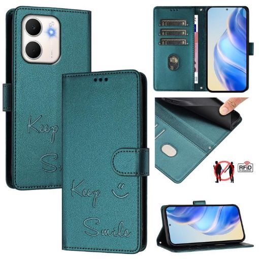 OPPO A5x 5G/4G Global RFID Leather Phone Case - Peacock Green - 1