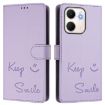 OPPO A5x 5G/4G Global Smile Embossing RFID Leather Case Light Purple - 2