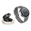 D9 1.46" 2-in-1 Bluetooth Earphone Smart Watch, Call/NFC/Heart Rate, Silver - 2