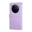 OPPO Find X8 5G Purple Rose Embossed Leather Case with 3 Card Slots - 3