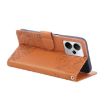Realme 14 5G Rose Flower Embossed Leather Case with 3 Card Slots Brown - 5