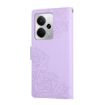 Realme 14 5G Global Rose Embossed Leather Phone Case Purple 3-Card Slots - 3