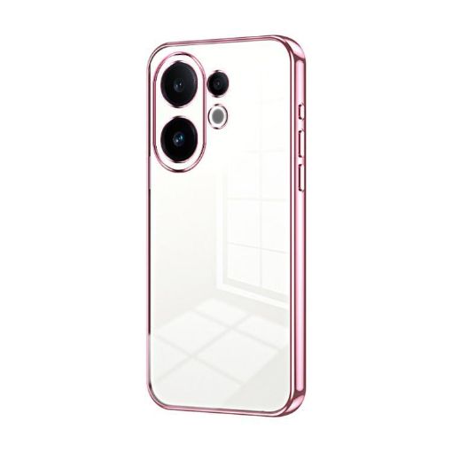 Vivo S30 Pink Transparent Plating Fine Hole Phone Case - 1