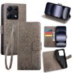 Redmi Note 14S 4G Grey Leather Phone Case - Tree & Deer Embossed - 1
