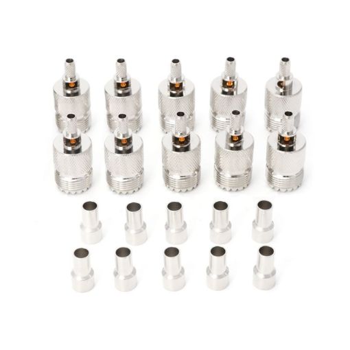 UHF Female Jack Crimped RF Connector Adapter for RG58 RG142 Cable - 10 Sets - 1
