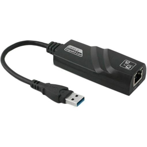 USB 3.0 Ethernet Adapter 10/100/1000Mbps for Laptops, Plug & Play, Black - 1