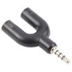 3.5mm Stereo Male to Headphone & Mic Female Splitter Adapter - Black - 3