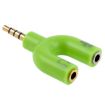 3.5mm Stereo Male to Headphone & Mic Female Splitter Adapter (Green) - 2