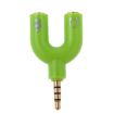 3.5mm Stereo Male to Headphone & Mic Female Splitter Adapter (Green) - 3