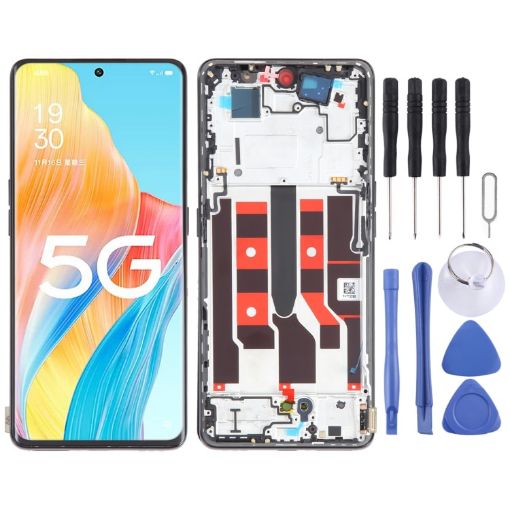 OPPO A1 Pro Black LCD Screen Digitizer Assembly with Frame - 1