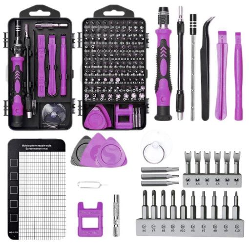 122 in 1 Precision Magnetic Screwdriver Kit - Purple | Versatile Tool Set - 1