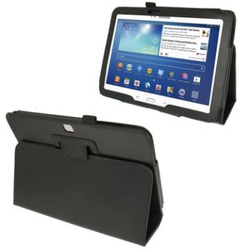 Galaxy Tab 3 (10.1) Litchi Leather Case with Holder - Black GT-P5200 - 1