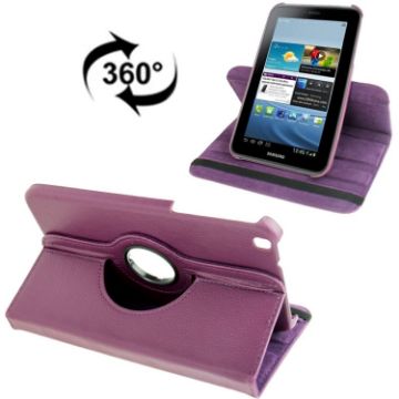 Purple Litchi Texture Leather Case with Holder for Galaxy Tab 3 (8.0) - 1