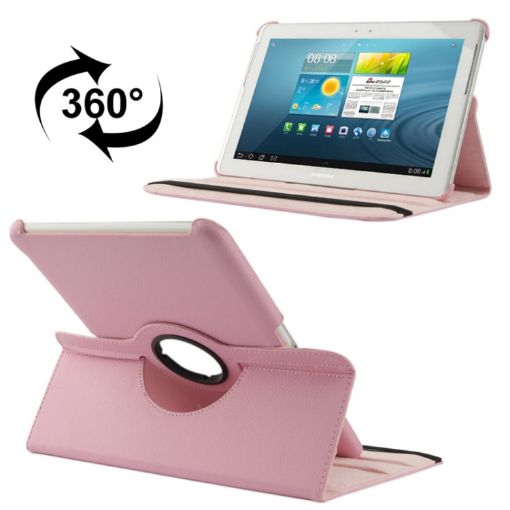 Pink Litchi Texture Leather Case with Holder for Galaxy Tab 2 (10.1)/P5100 - 1
