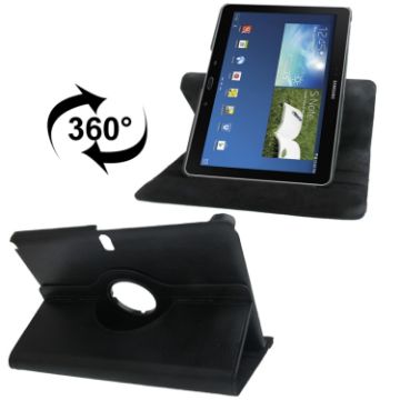 Black Leather Case for Galaxy Note 10.1 (2014) - 360 Rotatable, 2-Angle Holder - 1