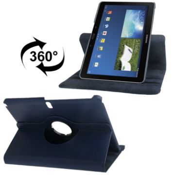 Rotatable Leather Case for Galaxy Note 10.1 (2014) P600, Dark Blue - 1