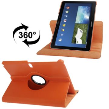 Orange/Black 360 Rotatable Leather Case for Galaxy Note 10.1 (2014)/P600 - 1