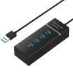 4 Ports USB 3.0 Hub Splitter, LED, 5Gbps Speed, BYL-P104, Black - 1