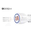QC3.0 Dual USB Car Charger + 8 Pin Fast Charging Line Kit - White - 5